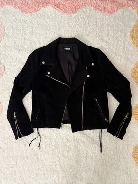 REFORMATION Black Suede Leather Moto Biker Motorcycle Jacket S
